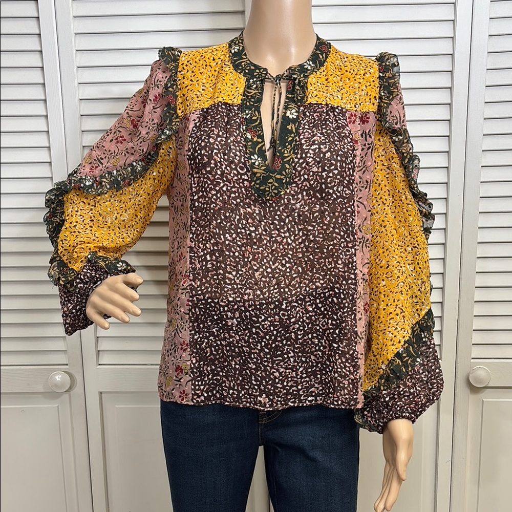 Ulla Johnson Floral Patchwork Blouse Multicolor F… - image 5